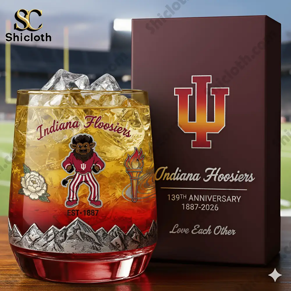 Indiana Hoosiers 139th Anniversary Christmas Whiskey Glass