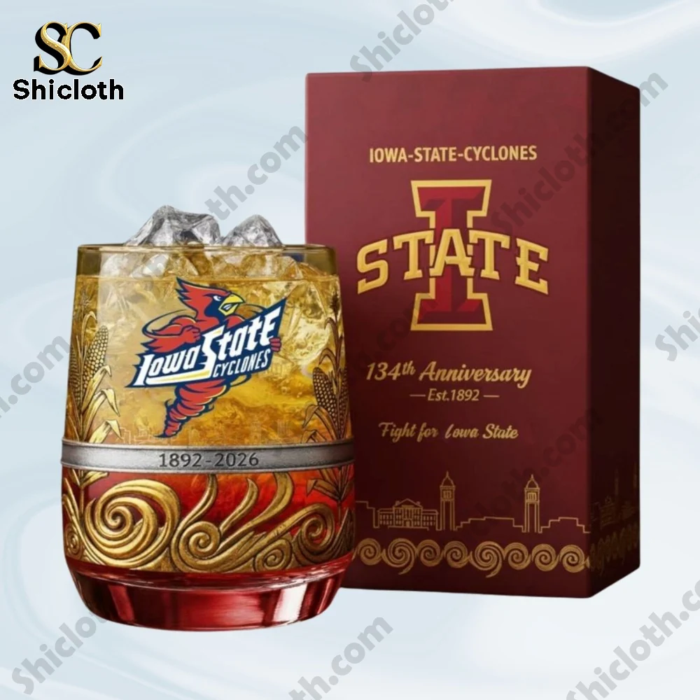 Iowa State Cyclones 34Th Anniversary Christmas Whiskey Glass