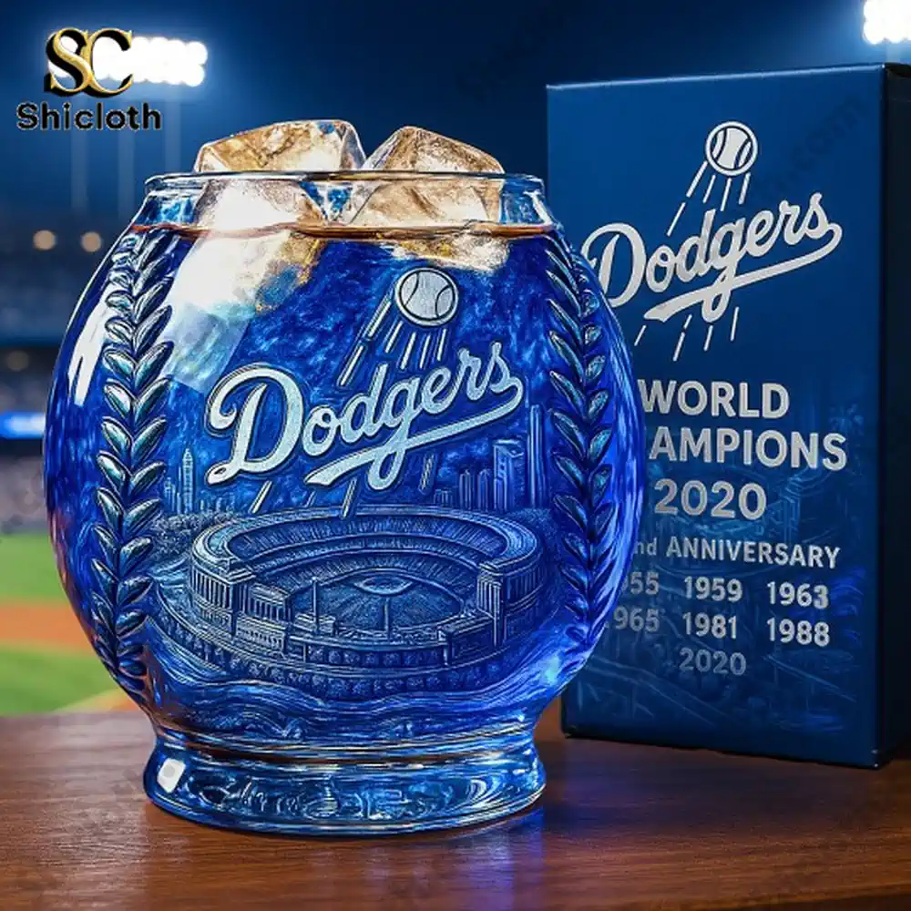 Los Angeles Dodgers World Champions Christmas Whiskey Glass