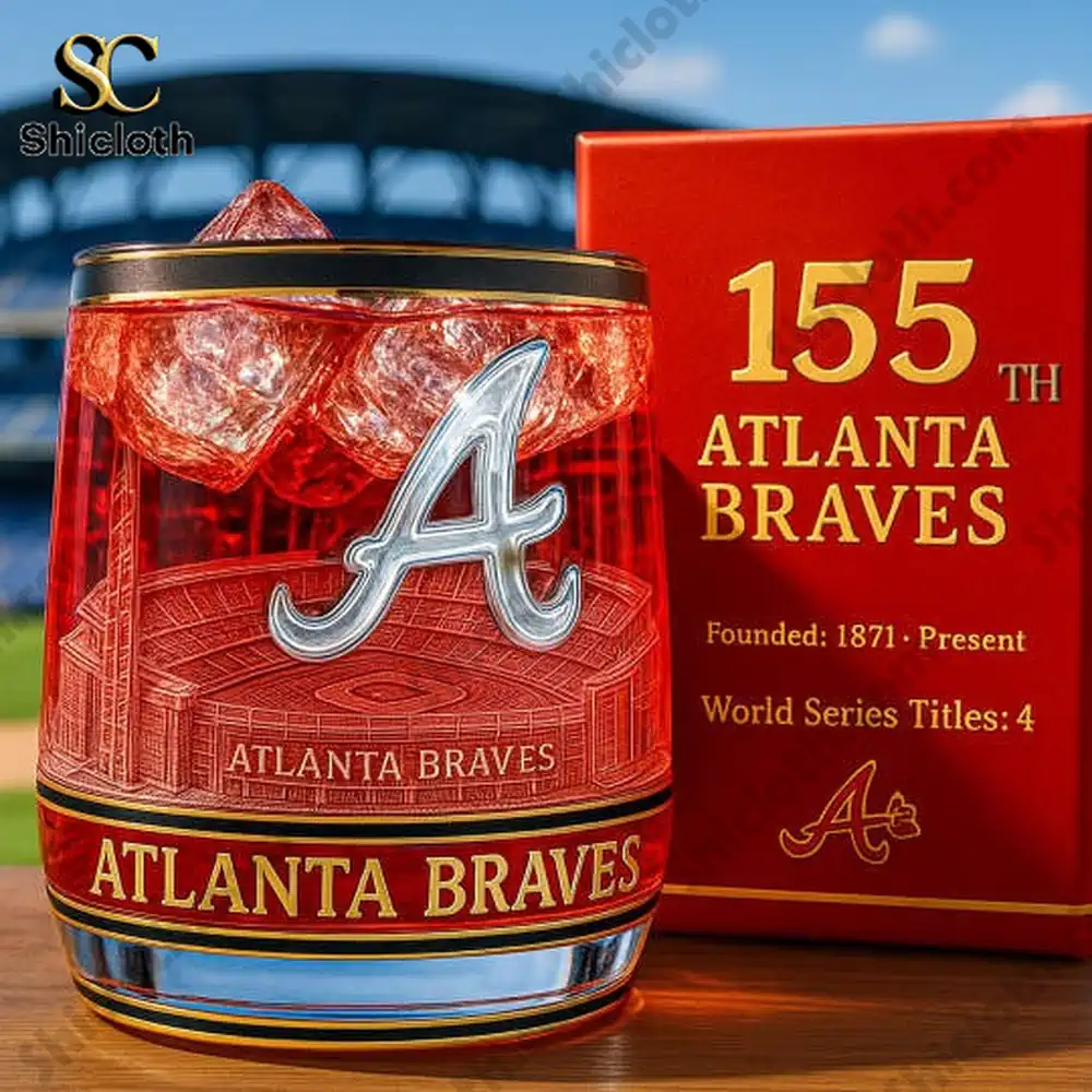 MLB Team Atlanta Braves 155th Anniversary Christmas Whiskey Glass