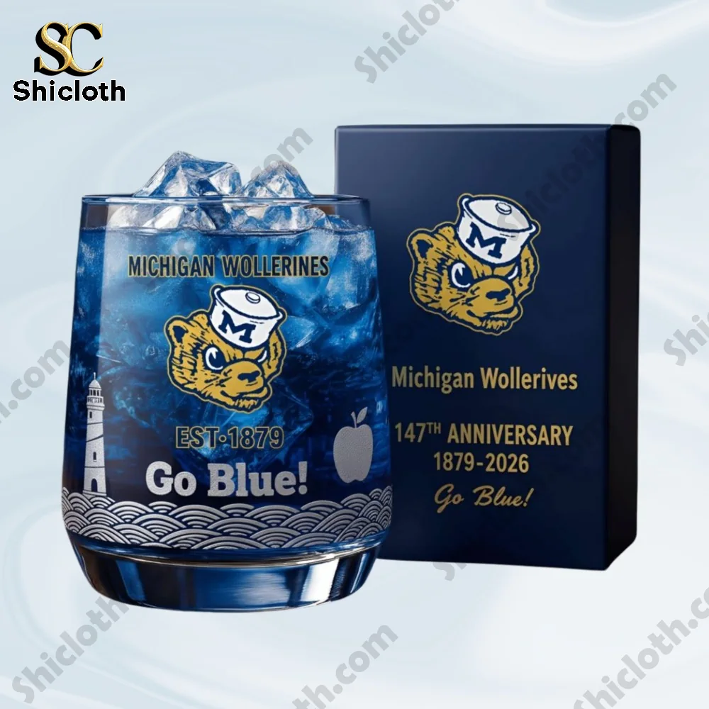 Michigan Wolverines 147Th Anniversary Christmas Whiskey Glass