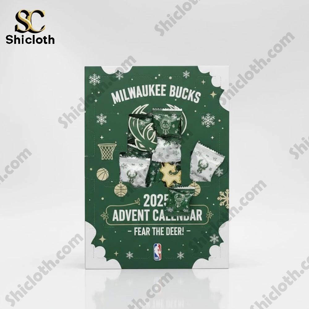 Milwaukee Bucks 2025 Advent Calendar 6 Milwaukee Bucks 2025 Advent Calendar box showing small gift packets inside.