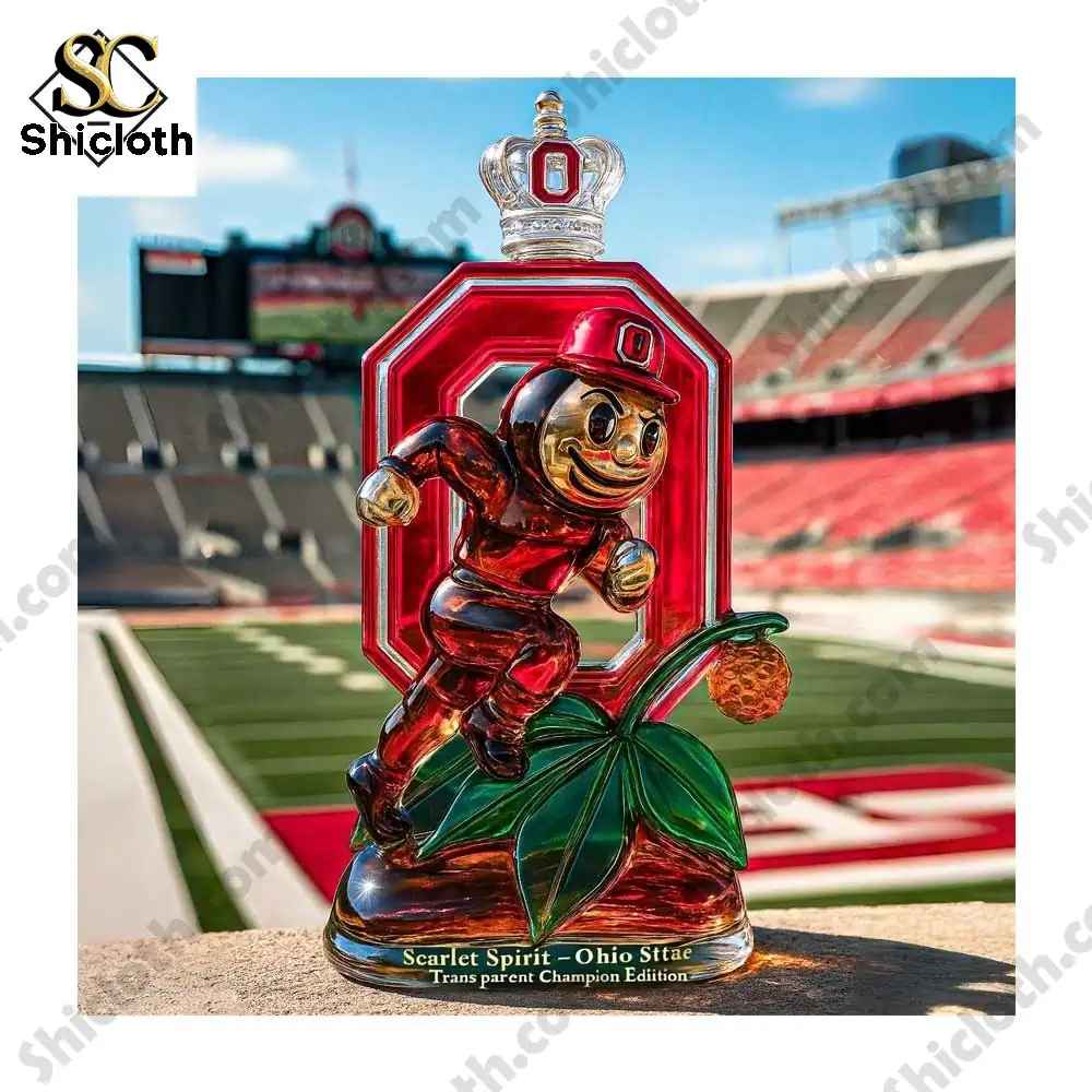 Mascot themed Ohio State bottle displayed in a stadium setting!