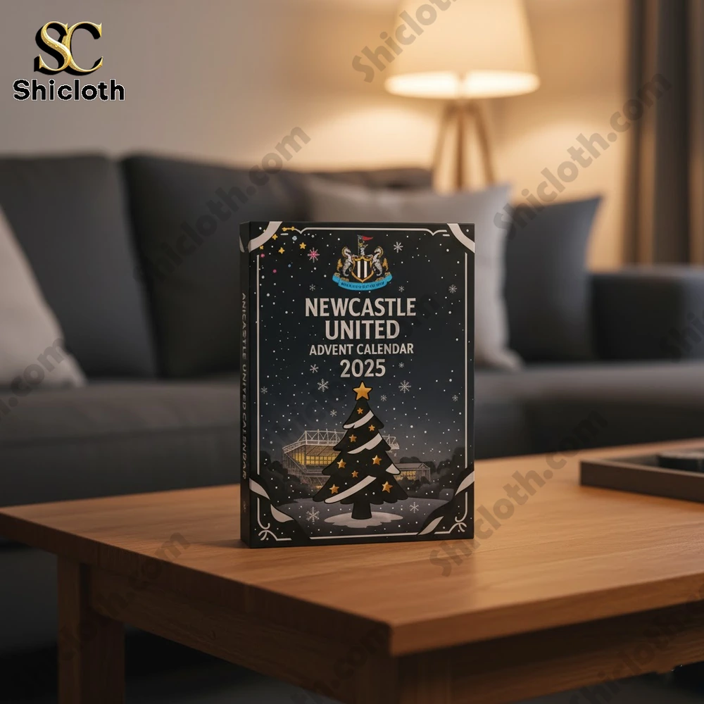 Newcastle United The Magpies Advent Calendar 2025 3 Newcastle United Advent Calendar 2025 displayed on a wooden table in a cozy living room.