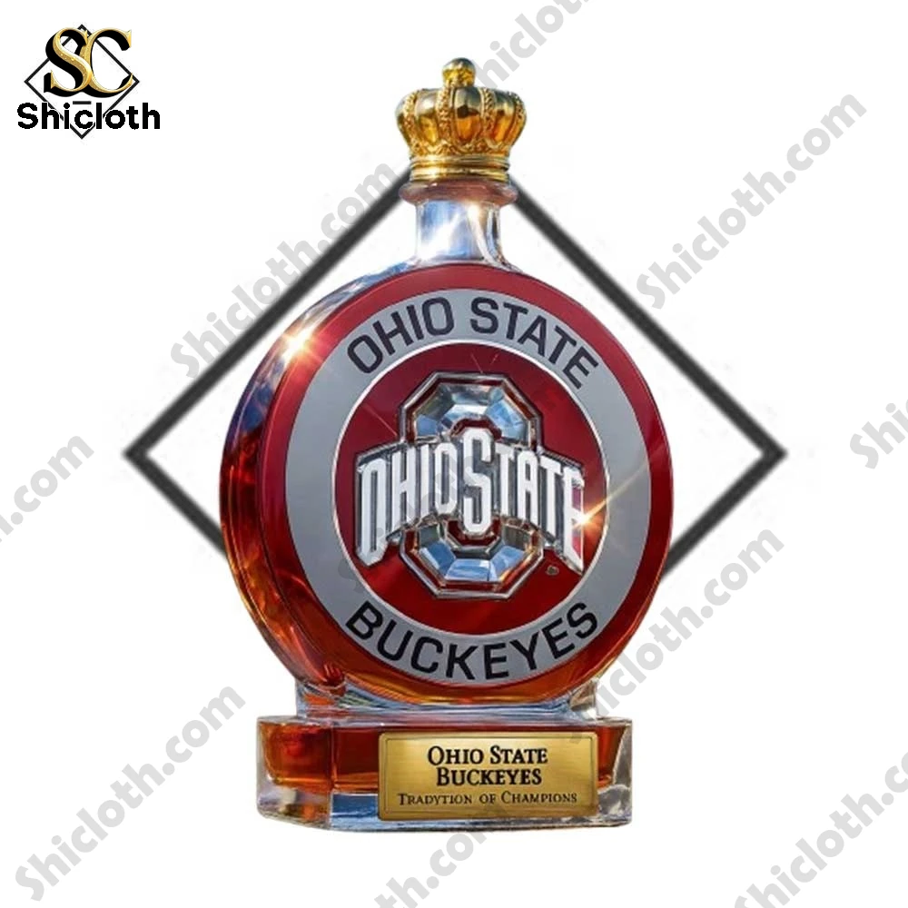 Ohio State Buckeyes crown top collectible bottle on white background!