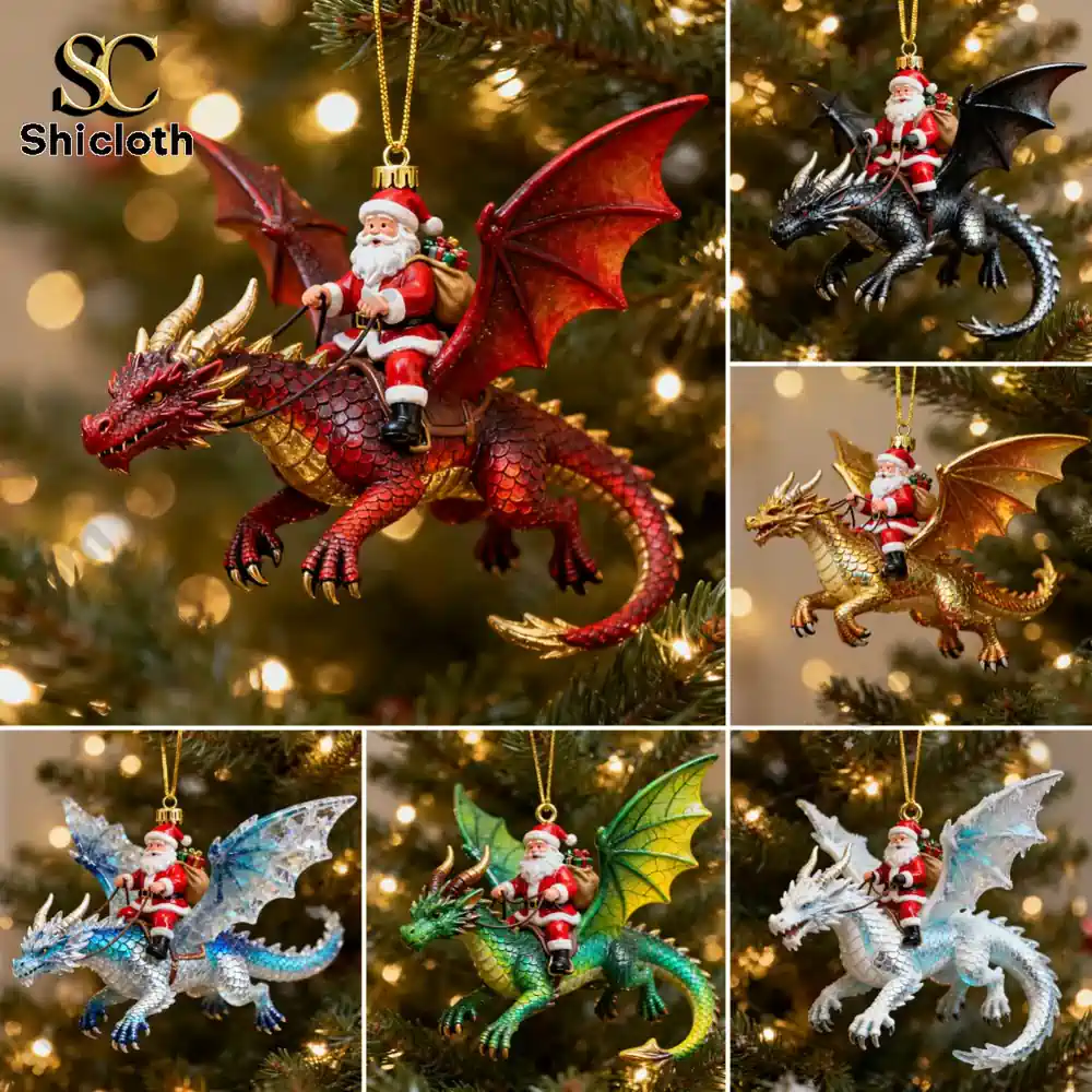 Santa's Dragon Riders Combo Sets Ornament Collection
