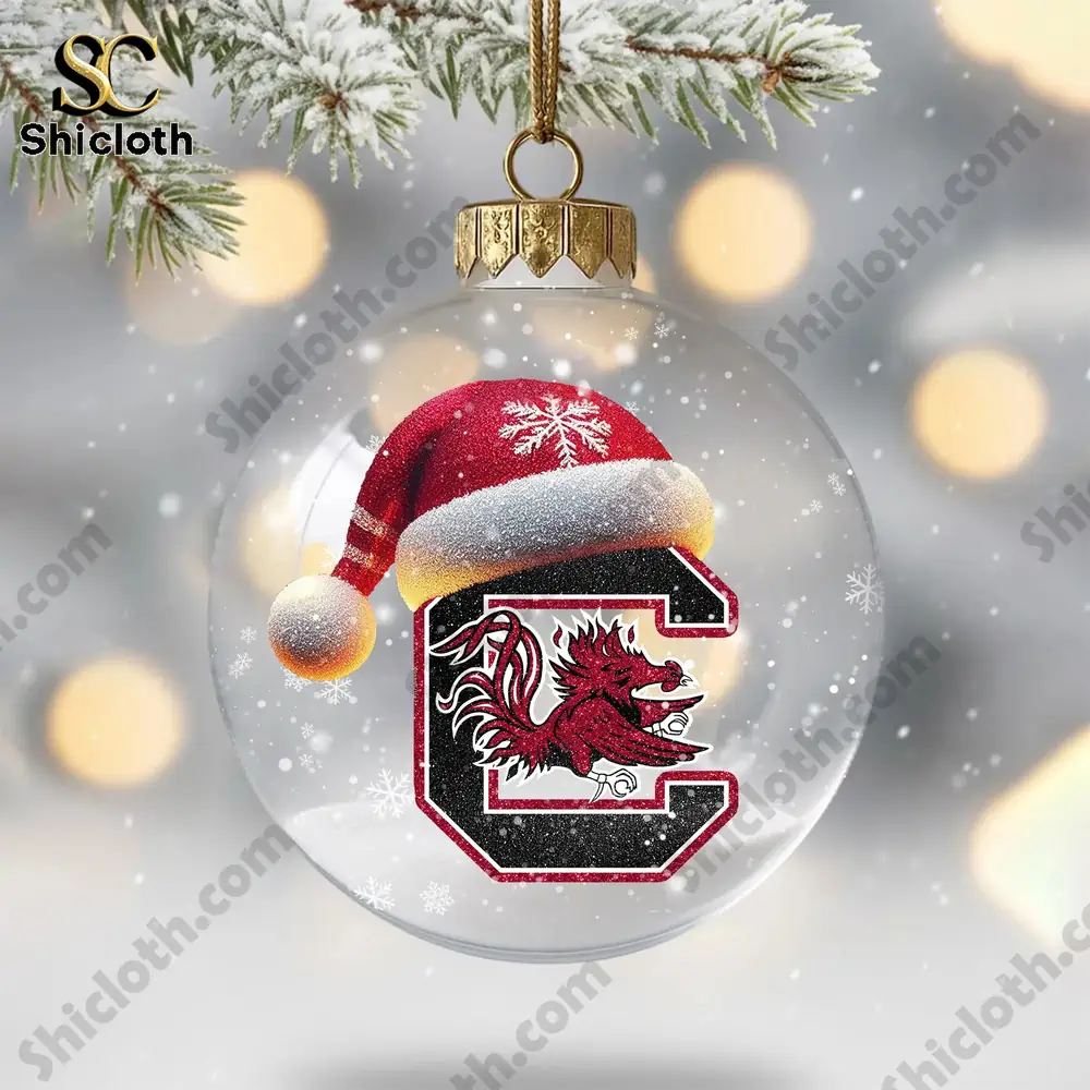 South Carolina Gamecocks Combo Sets Christmas Acrylic Ornament 6 Gamecocks logo with Santa hat inside a Shicloth Christmas ornament!