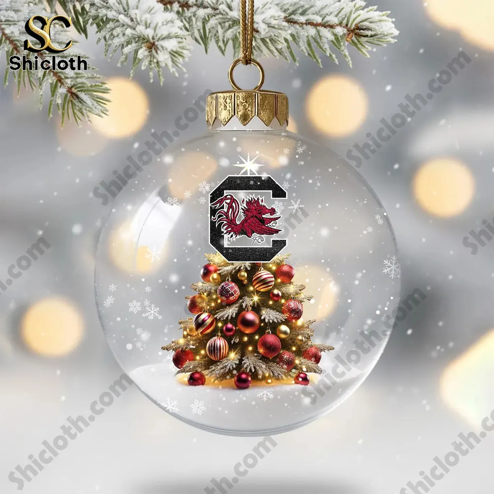 South Carolina Gamecocks Combo Sets Christmas Acrylic Ornament 9 Christmas tree with Gamecocks logo inside a Shicloth ornament!