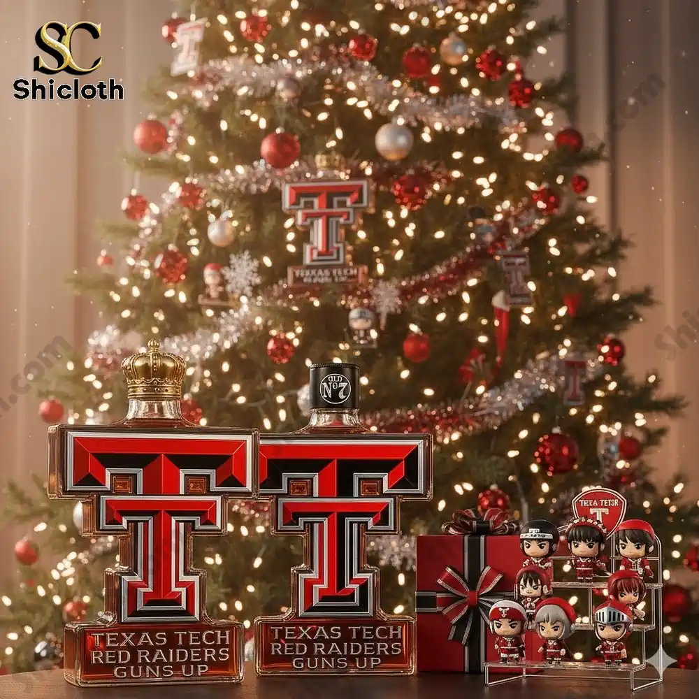 Texas Tech Red Raiders Guns Up Custom Christmas Whiskey Bottle