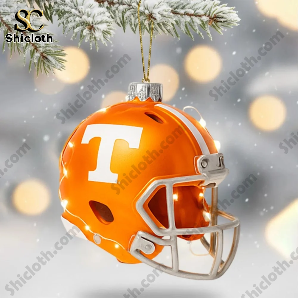 Tennessee Volunteers 2025 Christmas Tree Topper And Ornament Set 6 A Christmas ornament shaped like an orange Tennessee Volunteers helmet.