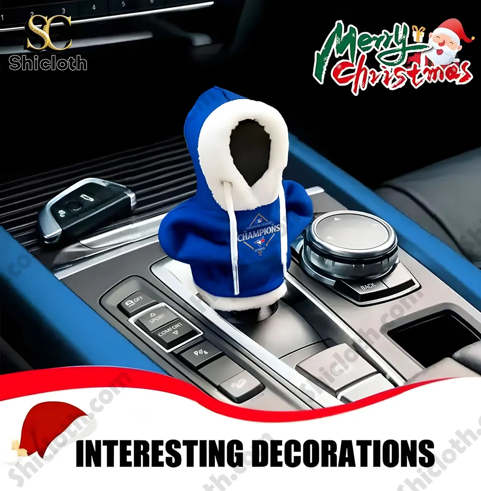 Hand holding a blue mini hoodie with American League Champions 2025 logo inside a car!