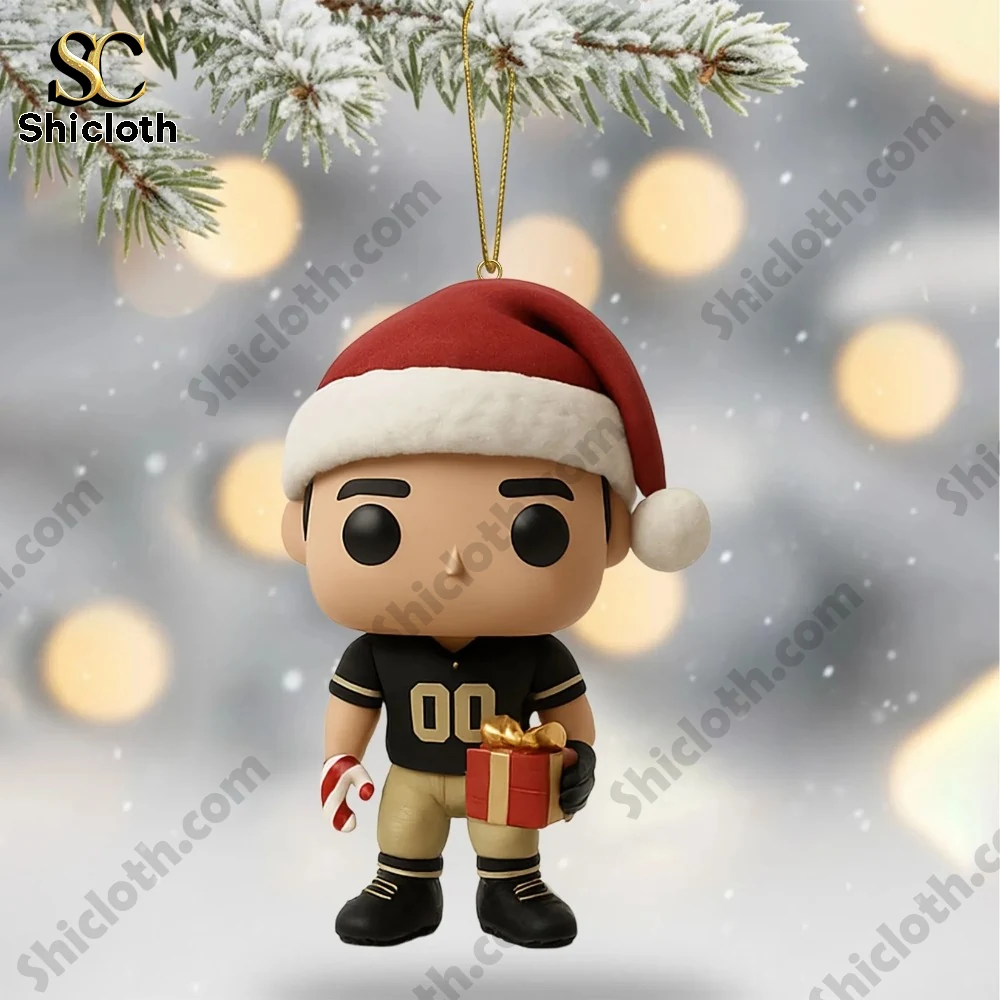 Vanderbilt Commodores Grinch 2025 Christmas Tree Topper And Ornament Set 6 Sport themed doll ornament wearing a red hat