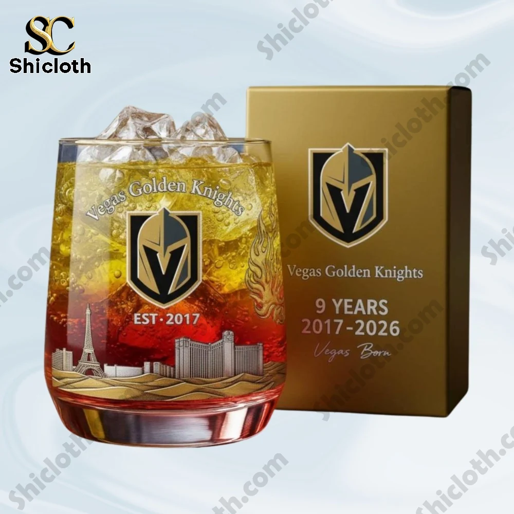 Vegas Golden Knights 9 Years 20172026 Christmas Whiskey Glass