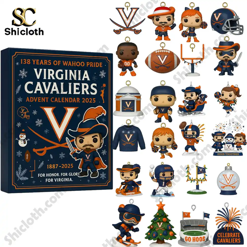 Virginia Cavaliers 138th Anniversary Advent Calendar 2025 3 Full set of Virginia Cavaliers Advent Calendar 2025 figures and box shown together!