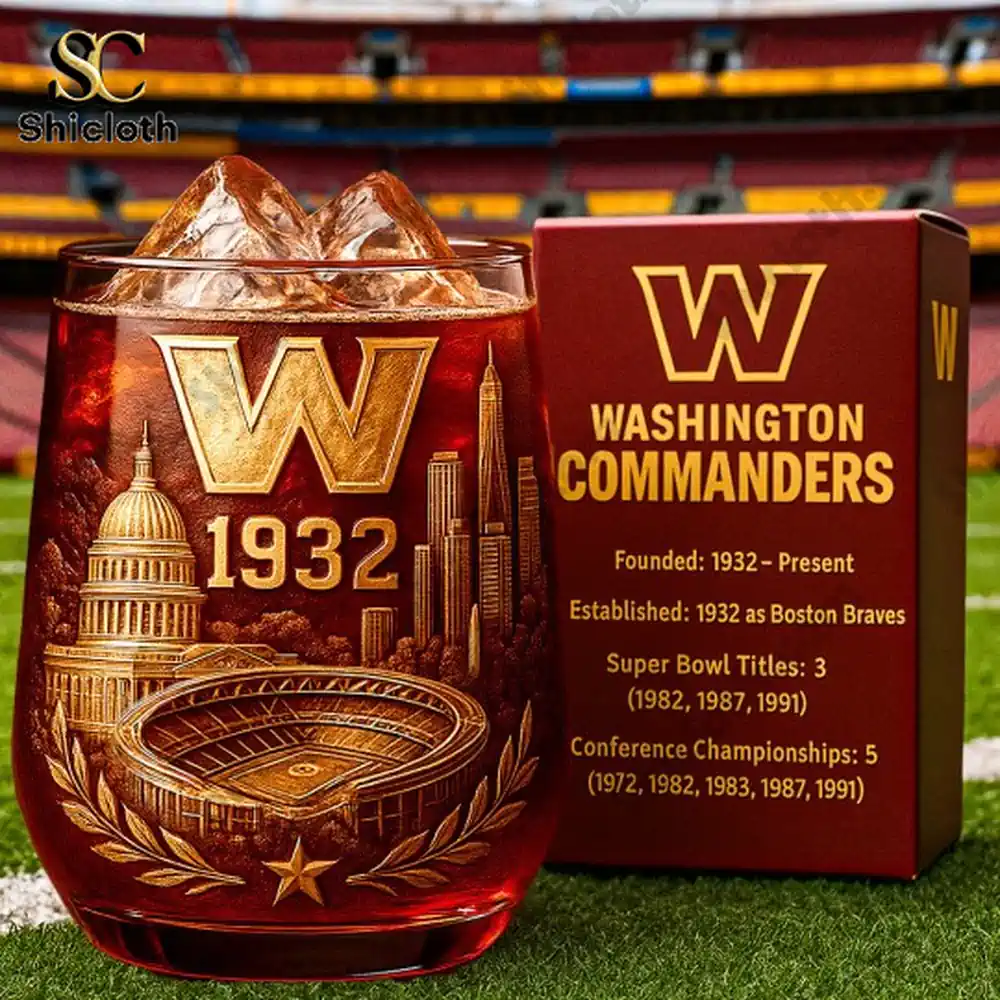 Washington Commanders Christmas Whiskey Glass
