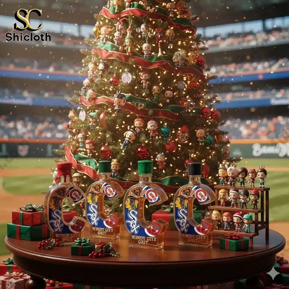 Windy City Grit Chicago Sports Fans Limited Edition Christmas Whiskey Bottle