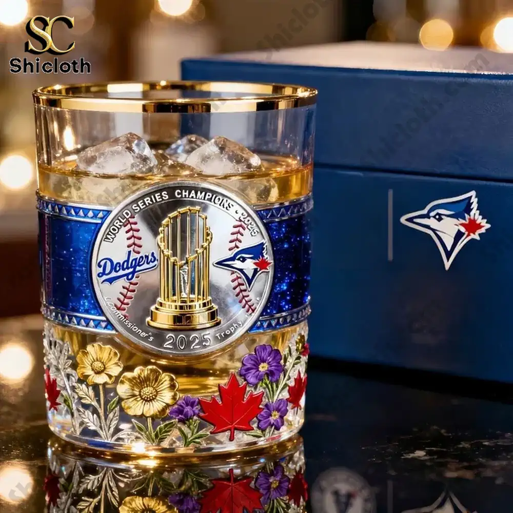 Luxury baseball championship glass with ice and gold rim!