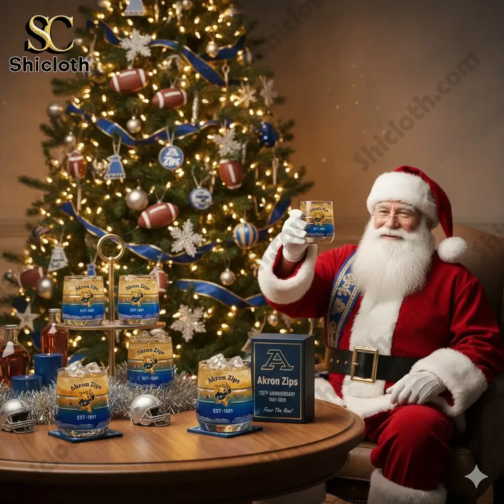 Akron Zips football 135th Anniversary Whiskey Glass Christmas Gift