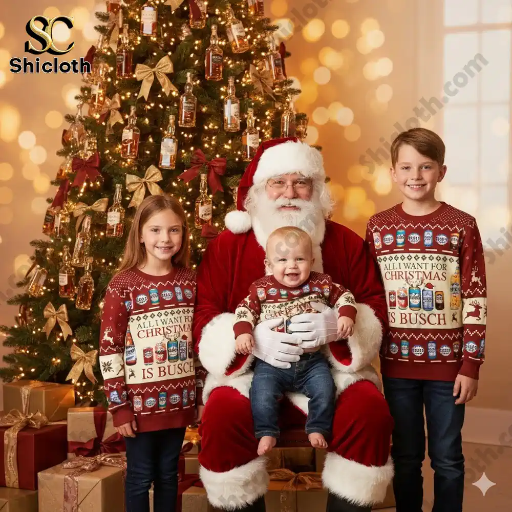 All I Want For Christmas Is Busch Beer Christmas Ugly Sweater