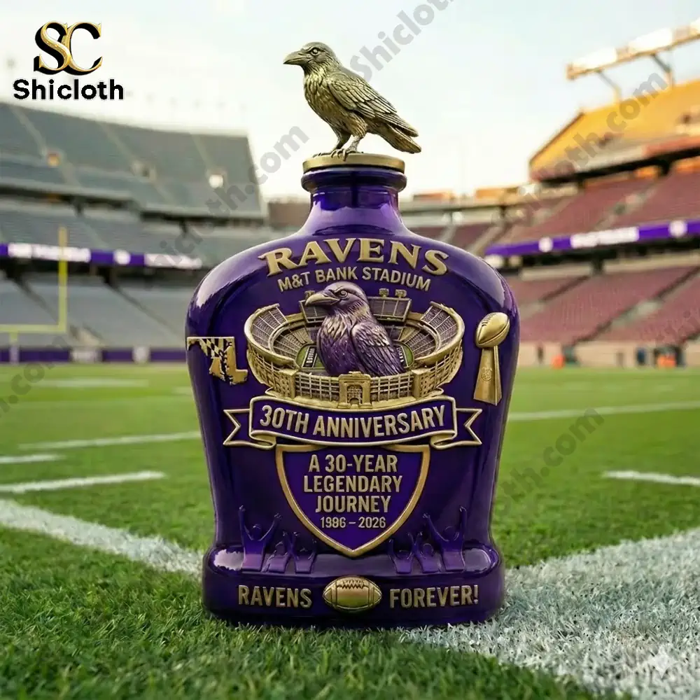Ravens anniversary bottle displayed on football field!