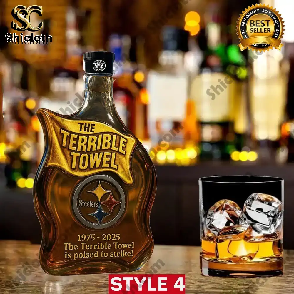 The Terrible Towel 50th Anniversary Christmas Gift Whiskey Bottle 3 The Terrible Towel 50th Anniversary Christmas Gift Whiskey Bottle - Image 3