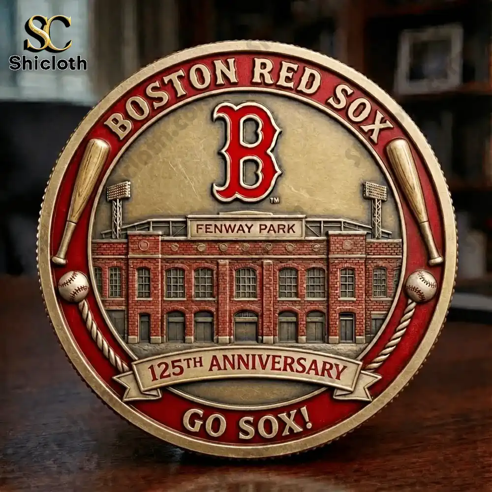 Boston Red Sox anniversary coin back with B logo and Fenway Park!