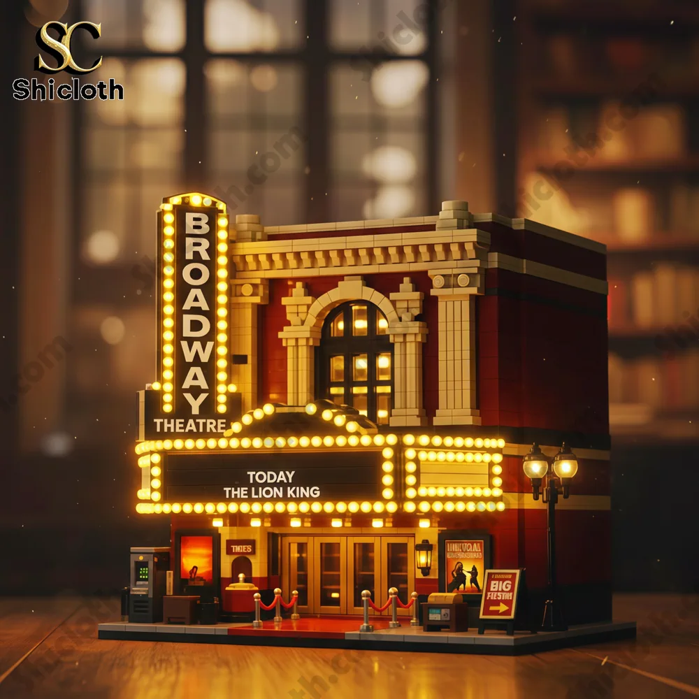 Broadway Theatre Building Block Model 3 Broadway style theater building block model lit up with glowing marquee lights!