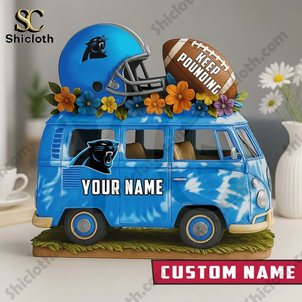 Blue van decor with football helmet and flowers!