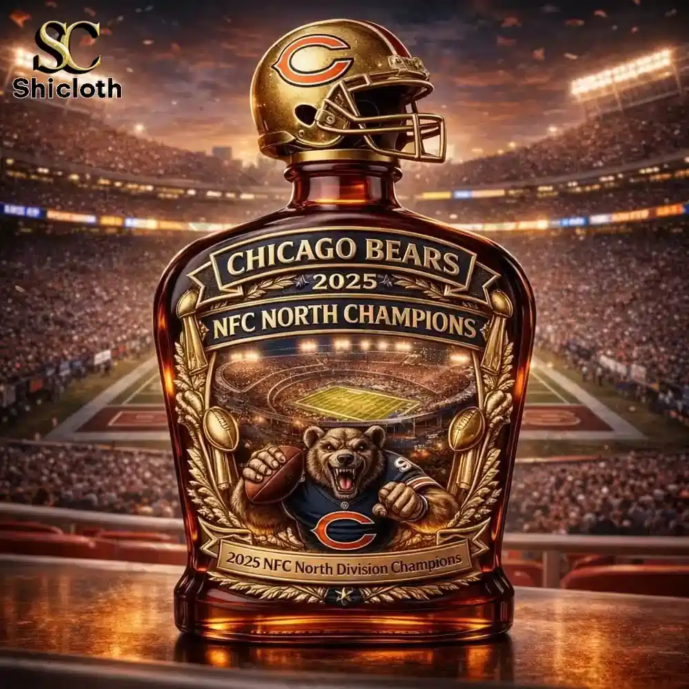 Alternative view of Chicago Bears 2025 NFC North Champions Commemorative Whiskey Bottle