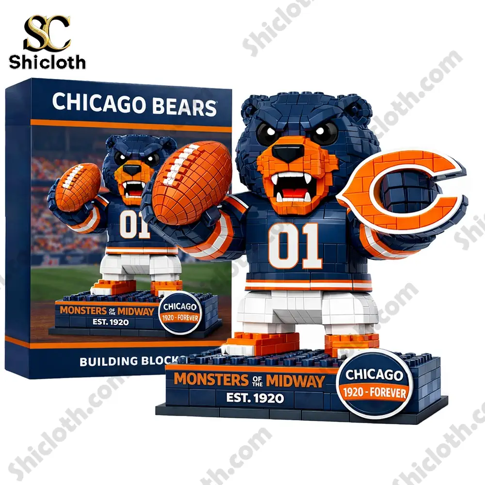 Chicago Bears bear building block figure with box packaging!