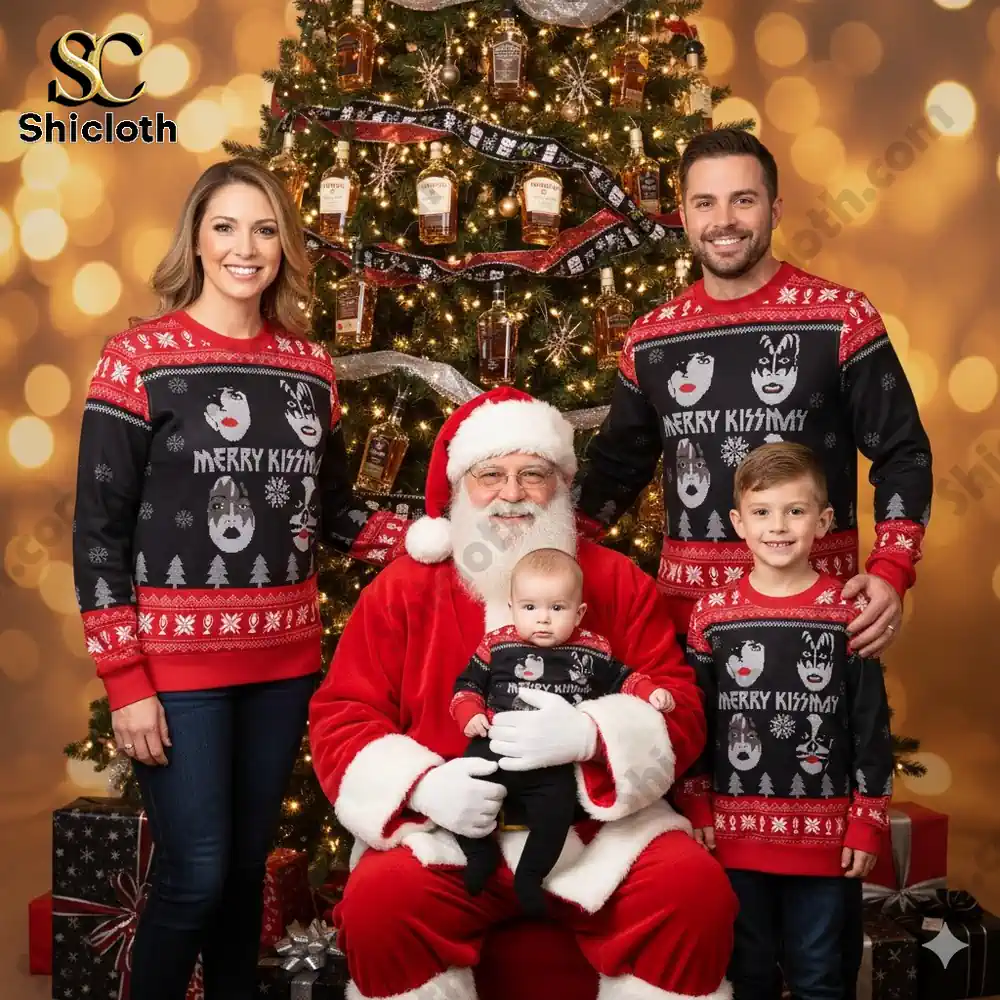 Christmas Kiss Rock Band 3D Ugly Sweater