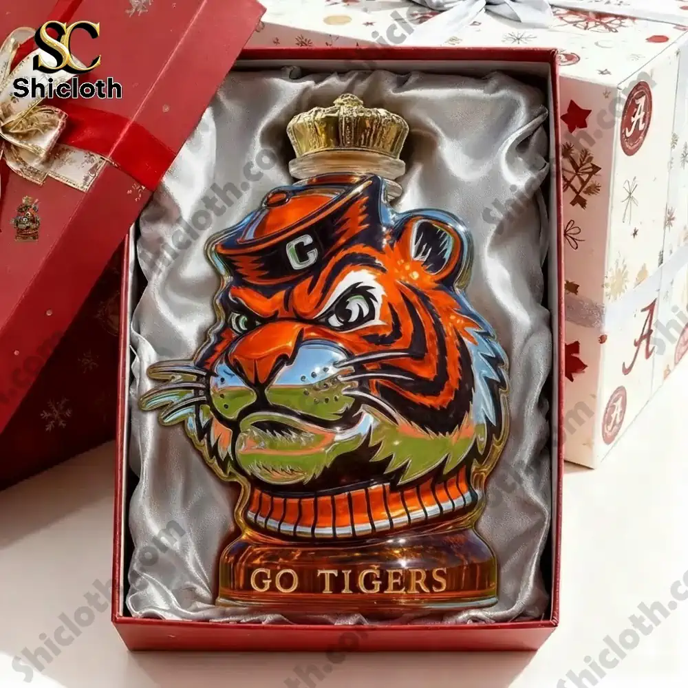 Tiger shaped decorative bottle in a gift box.