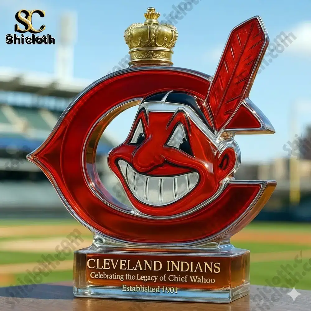 Alternative view of Cleveland Indians Chief Wahoo Whiskey Decanter