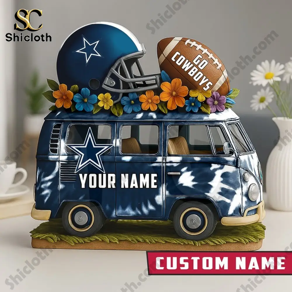 Custom Dallas Cowboys van bus acrylic plaque with helmet and football decor!