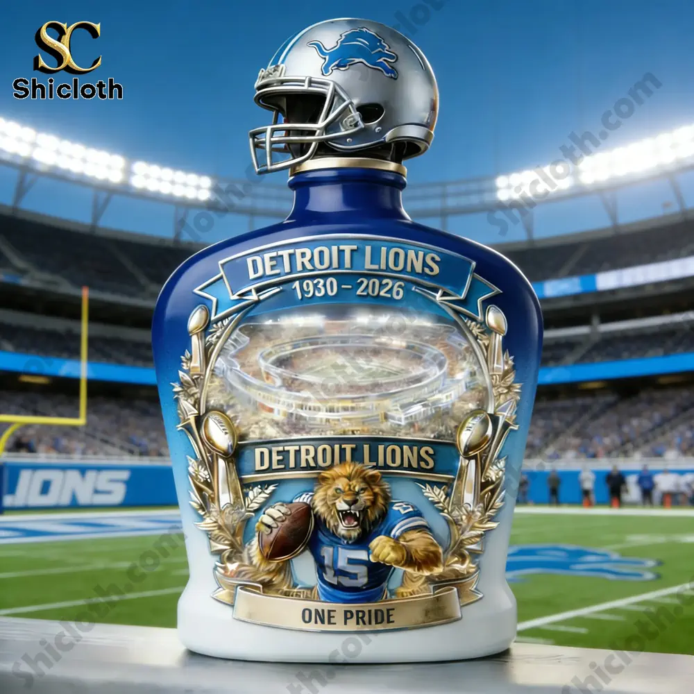 Demogorgon Sculpted Whiskey Glass 160 Detroit Lions themed decorative bottle on football field!