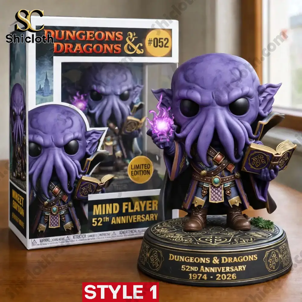 Purple Mind Flayer mage figure holding magic spell on display base!