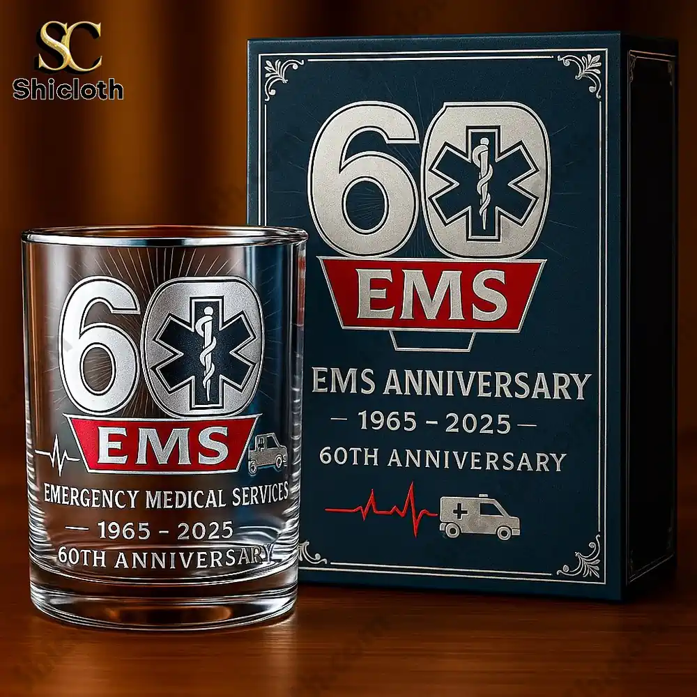 EMS anniversary glass with medical symbol!