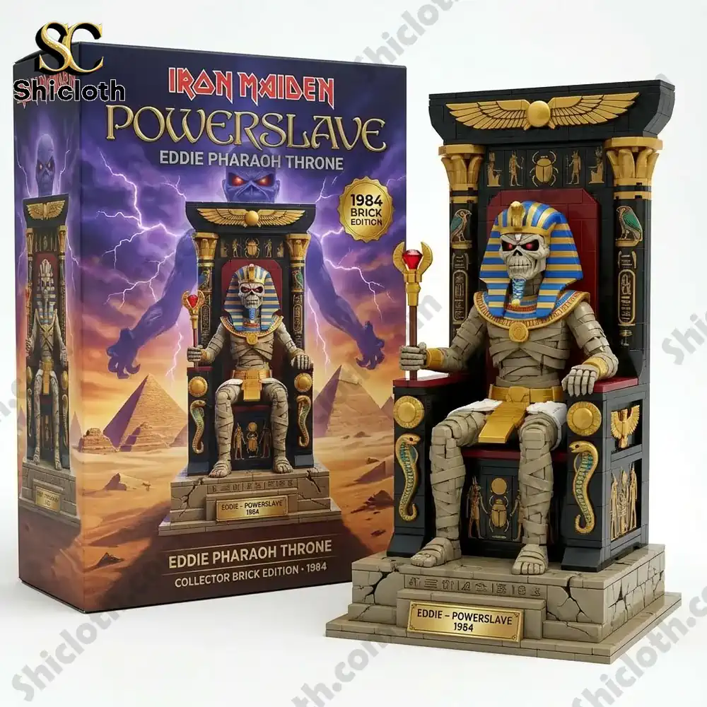 Iron Maiden Powerslave Eddie Pharaoh Throne brick display with box!