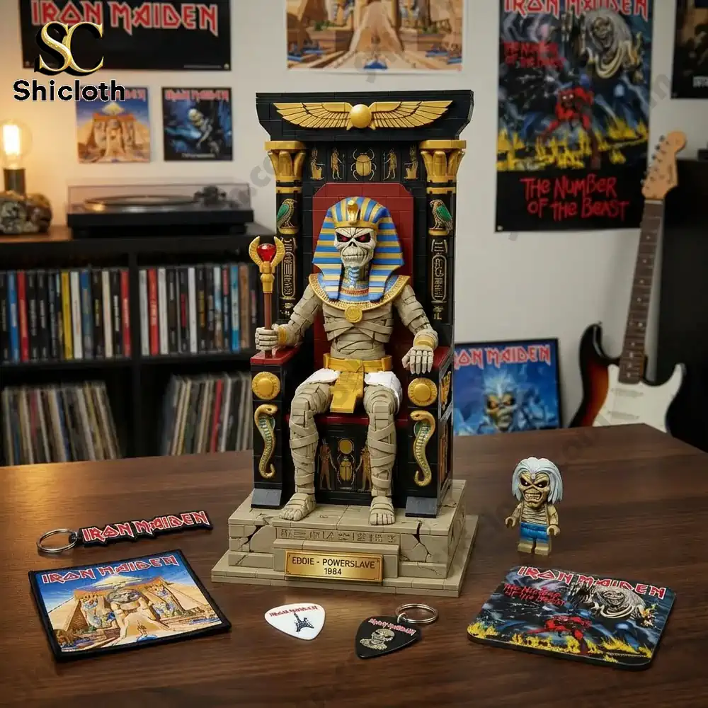 Iron Maiden Powerslave Eddie Pharaoh Throne display on music shelf!