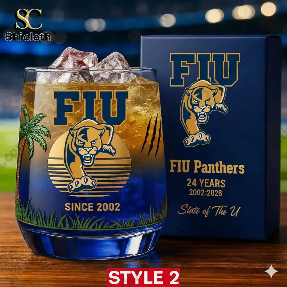 FIU Panthers whiskey glass alternate design with gift box!