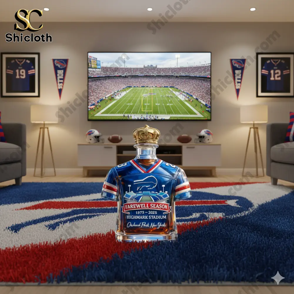 Buffalo Bills farewell season bottle in fan living room!
