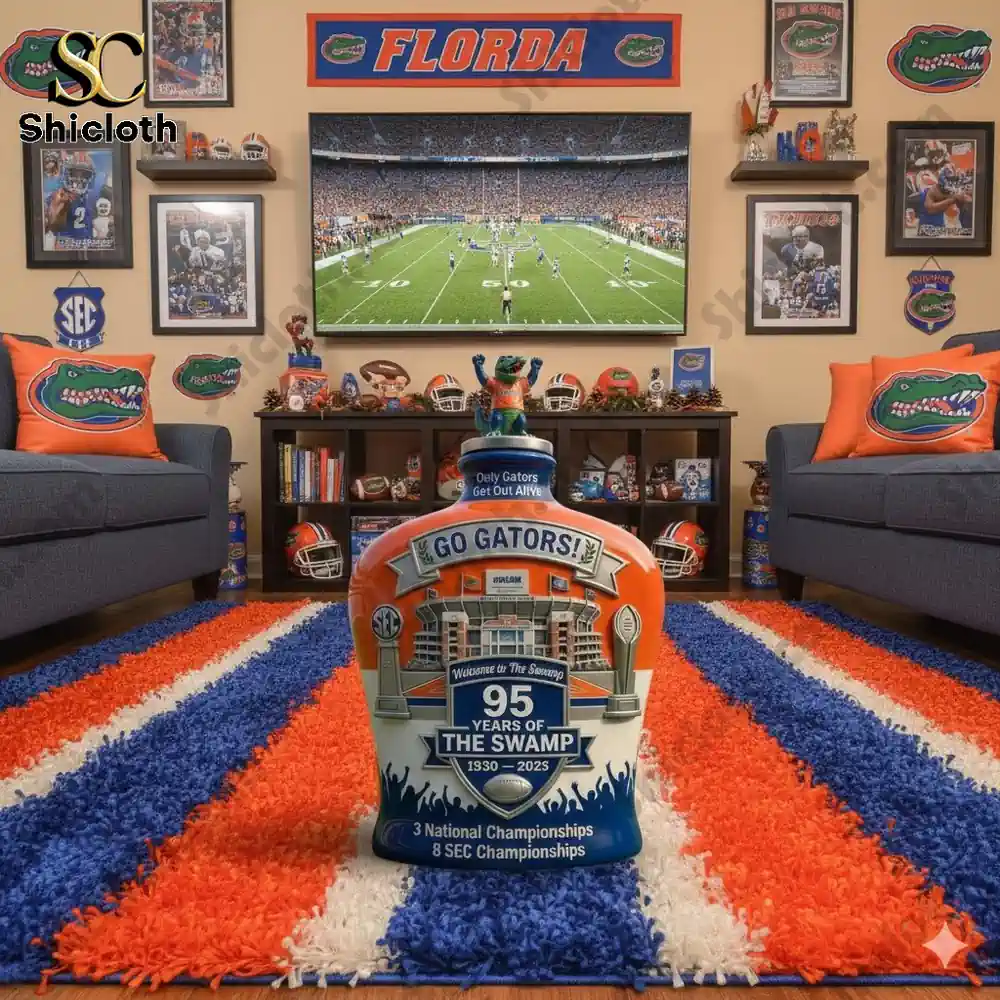 Florida Gators anniversary bottle in fan living room!