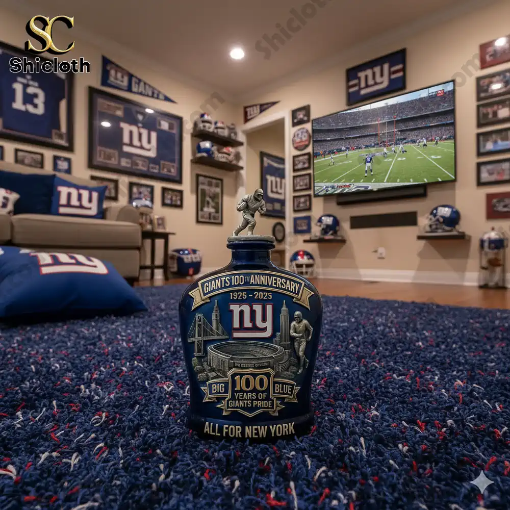 New York Giants anniversary bottle in fan game room!