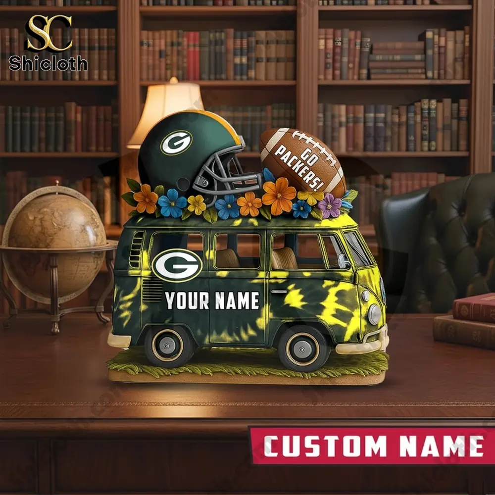 Green Bay Packers themed van decor with helmet football and custom name!