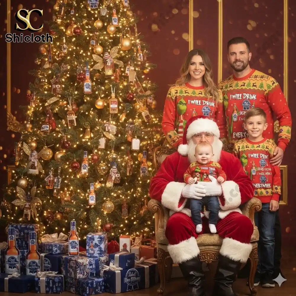 Grinch I Will Drink Pabst Blue Ribbon Everywher Christmas Sweater