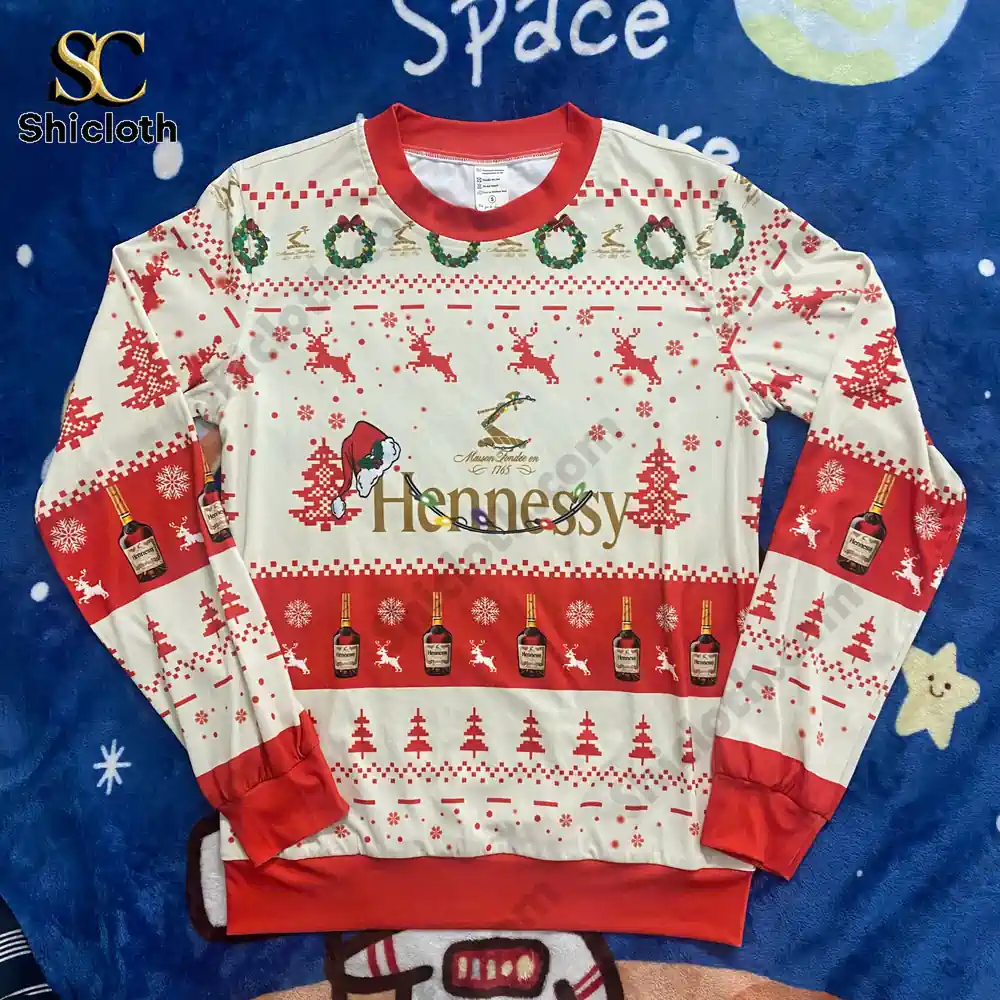 Hennessy Santa Hat Ugly Christmas Sweater 4 Hennessy Santa Hat Ugly Christmas Sweater - Image 4