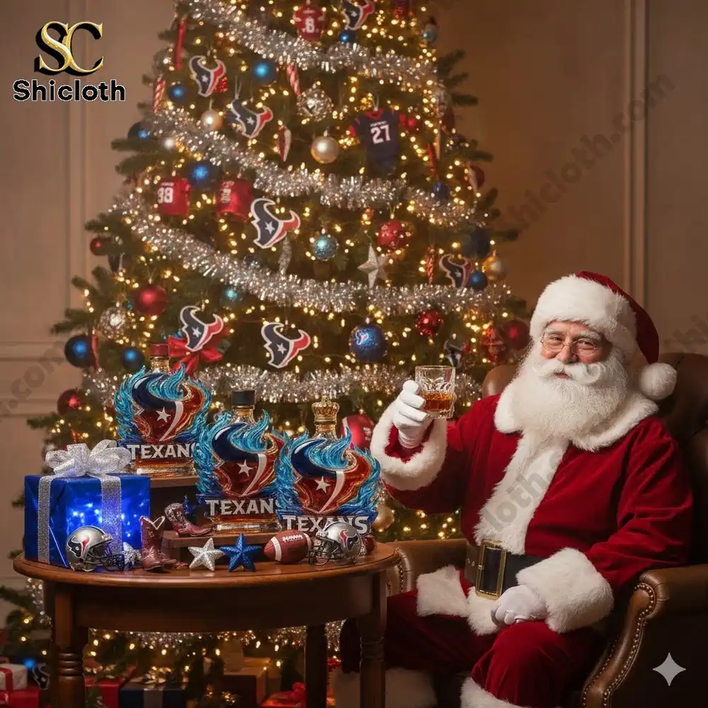 Houston Texans Fire Custom Whiskey Bottle