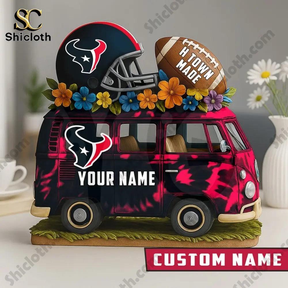 Custom Houston Texans van bus decor with helmet and football on top!