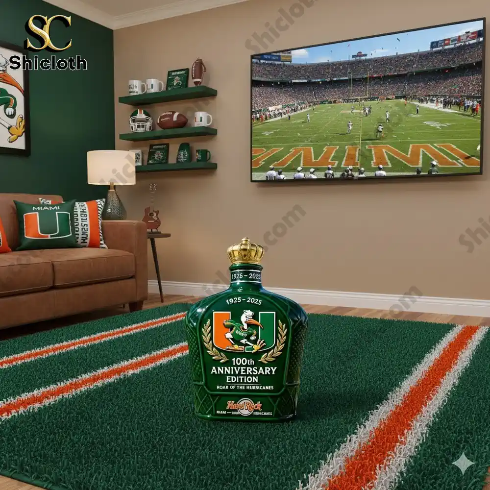 Green anniversary bottle in a football themed living room!