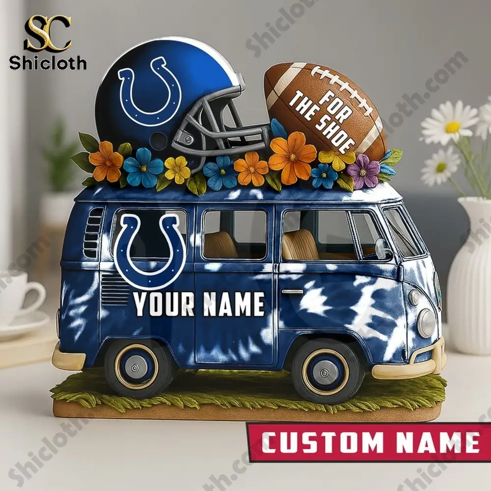 Blue van decor with football helmet and ball custom name